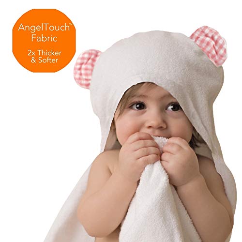 Channing & Yates - Premium Baby Robe - Toddler Robe - Organic Hooded Bathrobe Towel - Thick & Soft (Pink and White)3