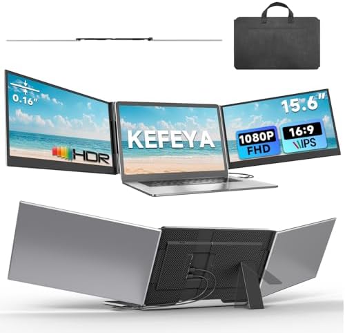 KEFEYA Triple Ecran PC Portable 15,6", FHD 1080P IPS Ecran Ordina...
