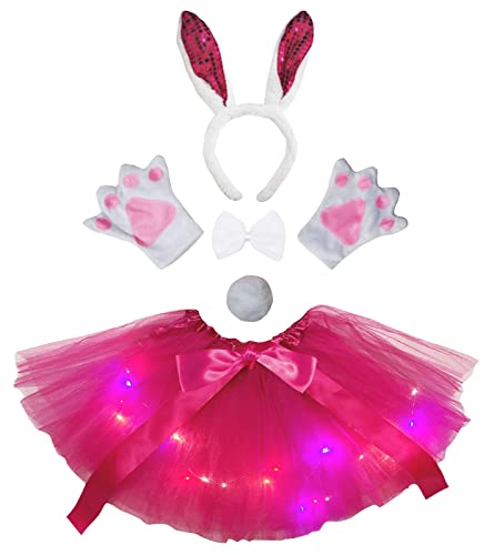 Costume de lapin réglable pour femme résout le choix de taille avec LED et tutu