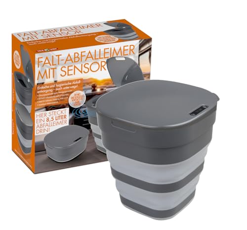 TELE WELT Foldable Bin [With Sensor] 8.5 L - Electric Bin - Smart Trash Can - Motion Sensor - Space Saving - Wireless