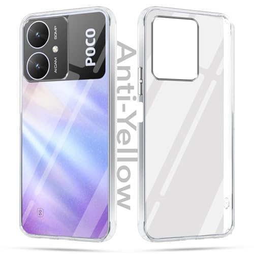 Image of Jkobi Lifetime Anti-Yellow Clear Back Cover Case for Poco M6 5G (Sleek Hard Crystal | Shockproof and Camera Protection)