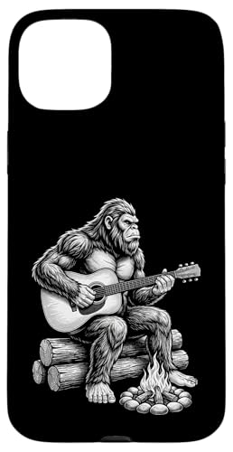 Campfire Big foot Playing Guitar Funny Sasquatch �X�}�z�P�[�X iPhone 15 Plus �p