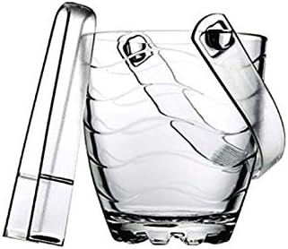 Glass Ice Bucket Wine Barrel Cooler Hotel Bar Club Tongs Lead-Free Glassware