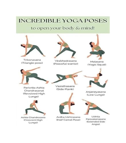Daily Yoga Sequence Poster Stretching Flow Chart Poses Guide for Home Practice Office Wellness Decor Fitness Flexibility Mindful