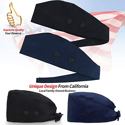 Image of ABAMERICA Working Caps with Button and Sweatband, Adjustable Working Hats for Women Men, One Size(Tie Back or Toggle)