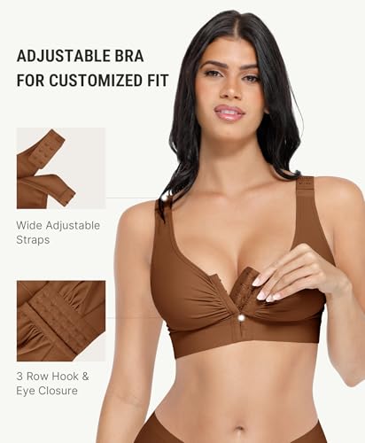 Image of FeelinGirl Post Surgery Compression Bra for Women's Front Closure Bra with Adjustable Straps Wirefree