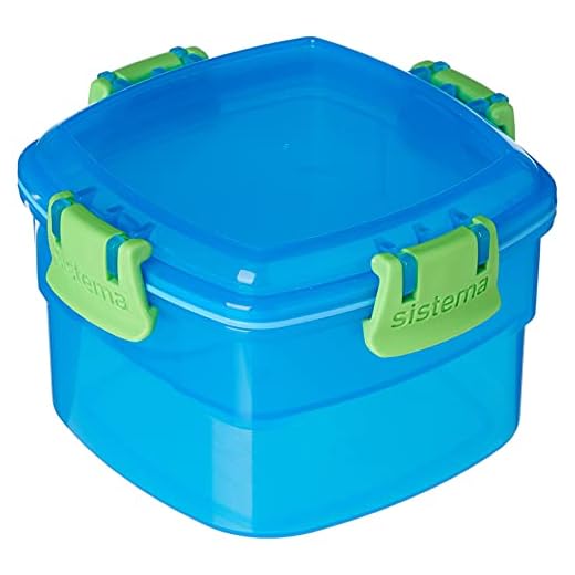 Sistema de recipientes para el almuerzo o aperitivos, 400 ml, plástico, Azul, 11.1 x 11.1 x 7.2 cm