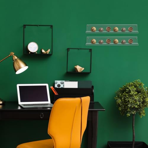 Dos soportes acrílicos para monedas desafío montables en pared miniatura 4