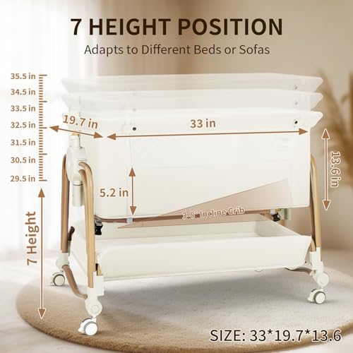 Image of 4-in-1 Baby Bassinet, Portable Bassinet Bedside Sleeper with Mosquito Net