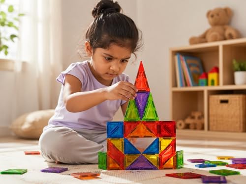 Image of Diamond Glass Tile Magnetic Building Blocks for Kids STEM (26 tiles) | Shinny Magnetic Pixelated Cube Construction Toy | Creative Learning Block Set for Boys & Girls Ages 3-10 | Birthday Gift