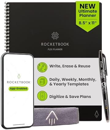 Rocketbook Flex Reusable Planner, Smart Undated, Daily, Weekly, M...