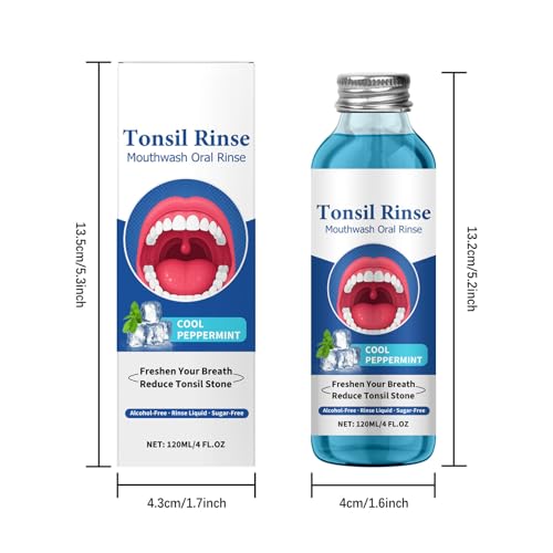 Tonsil Stone Mundspülung, 120 ml Tonsilenstein-Mundspülung oder Mundspülflüssigkeit zum Entfernen von Mundgeruch, Lufterfrischer-Flüssigkeit, empfindliche Zahnfleischpflege, Mundspülung, kein Brennen – Bild 6