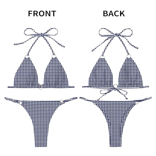 Image of MIKETAI Sexy Bikinis for Women 2 Piece Bikini Spaghetti Strap Swimsuits Solid Color Bathing Swimwear Triangle Bathing Suit