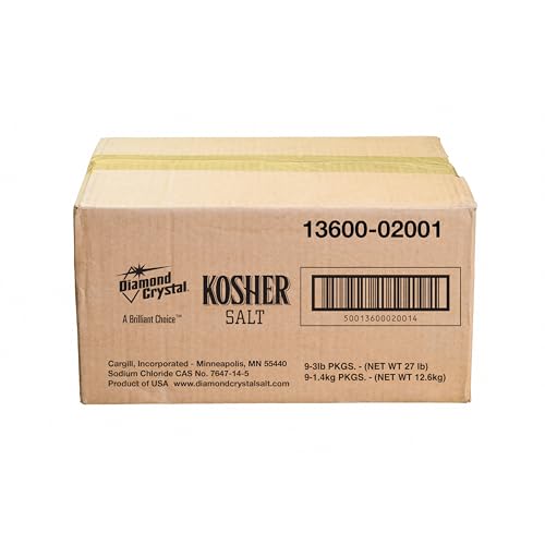 Diamond Crystal Kosher Salt – Full Flavor, No Additives and Less Sodium - Pure and Natural Since 1886-3 LB (Full Case of 9)