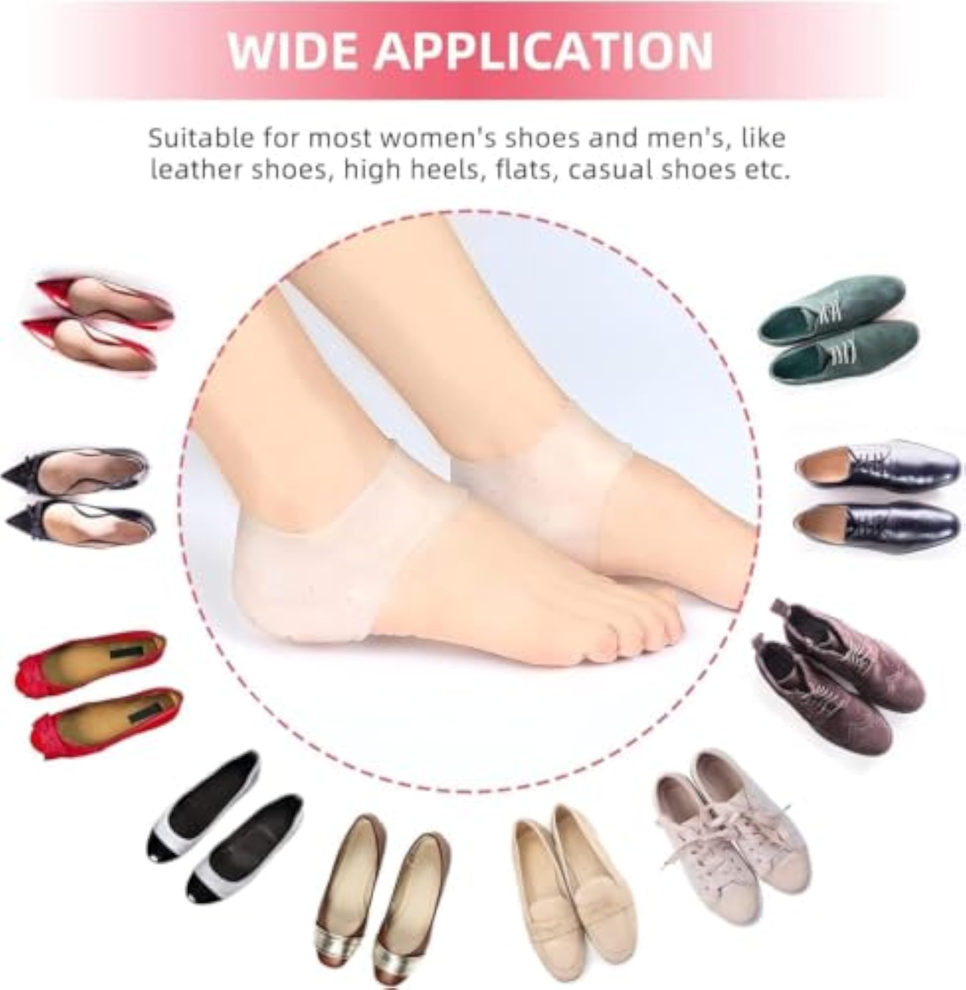 Silicone Gel Heel Pad Socks for Pain Relief