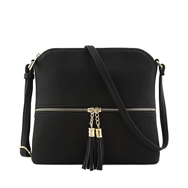 DELUXITY Lightweight Medium Crossbody Bag with Tassel