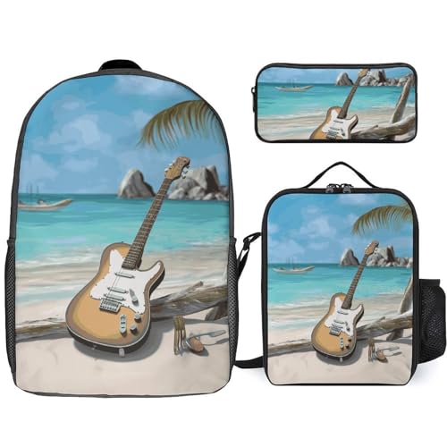 Sac à dos guitare sur la plage anti-encombrement avec lunchbox isolée