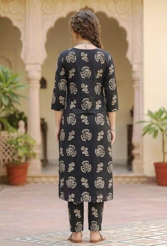 Image of Women's Cotton A-Line Kurta Pant Set | Printed Ethnic Co-Ord Set for Office Wear & Festive Look | Comfortable Breathable Fabric Kurti Pant for Women