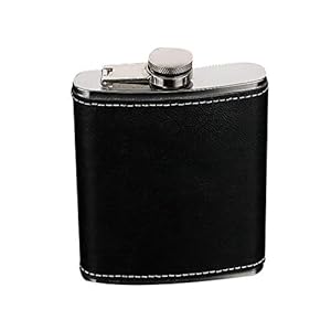 Yuui Draagbare roestvrij stalen hip fles vlag whisky wijn pot fles gift 5/6/7/8/9 oz met lederen houder
