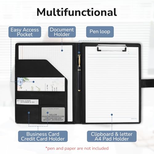 Porte-documents professionnel A4 organiseur de conférence en cuir - 3