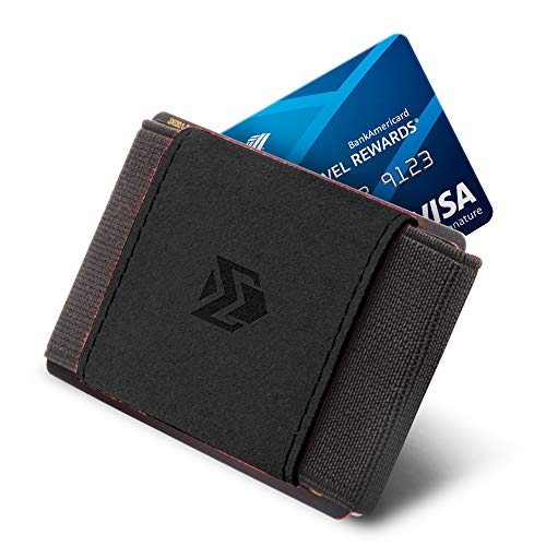 Minimalist Slim Elastic Wallet - Small Front Pocket Credit Card Holder for Men & Women Holds Up to 12 Card & Cash