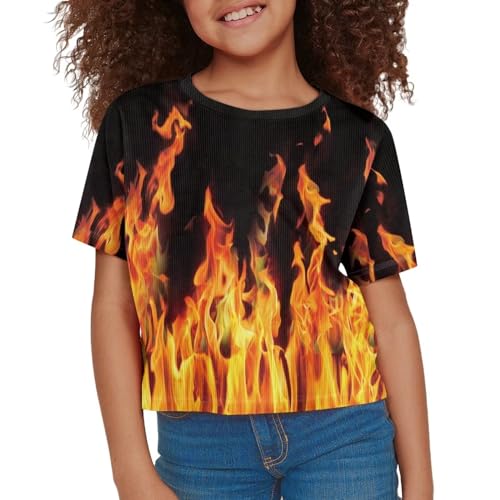 Kids Crop Tops Summer Short Crewneck Pullover Lightweight Soft Sports Short Sleeve T-Shirt for 5-14Y Girls3