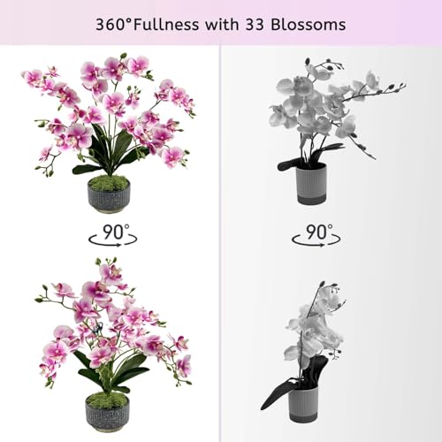 Fausse plante orchidée artificielle 33 fleurs blanches pot céramique - 6