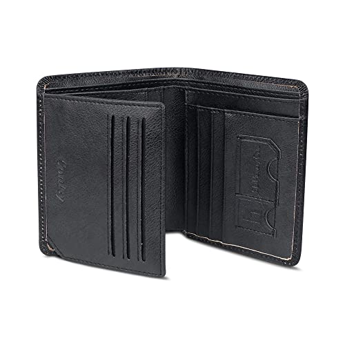 Conisy Portefeuille Homme en Cuir Véritable, Classique Porte-Monnaie avec Blocage RFID, Petit Poche à Monnaie pour Homme (Noir) Cover