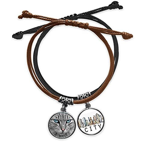Bracelet cuir ajustable fini les bijoux fragiles au motif chat