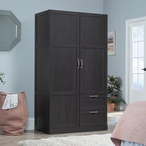 Image of Sauder Miscellaneous Storage Armoire with Drawers, Raven Oak Finish