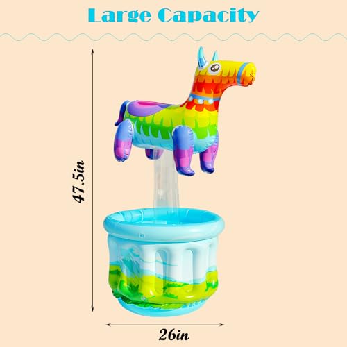 image for PARENTSWELL Inflatable Rainbow-Colored Pony Cooler, 47.5'' Inflatable 