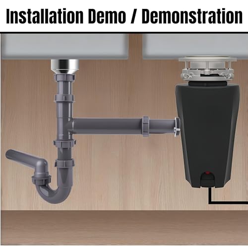 Garbage Disposal Installation Kit, Complete Kitchen Sink Drain Pipe Kit for Double Bowl Sink, 1-1/2\" Plumbing, Wall Mount Drain, Includes Elbow, P trap, Flange, and Gasket