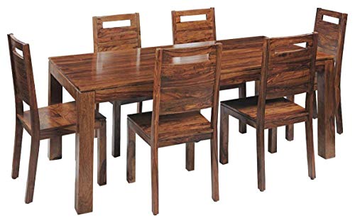 Woodstage Sheesham Wood 6 Seater Dining Table Set for Living Room (Teak Finish)