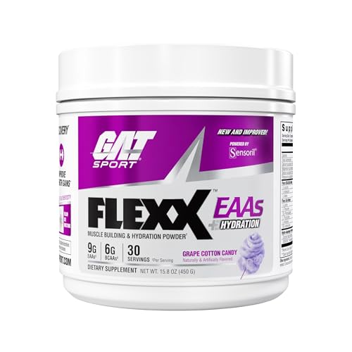 GAT SPORT FLEXX EAAs – New & Improved 9g EAAs + Ashwagandha | Muscle Recovery & Hydration | 3rd Party Tested | 30 Servings (Grape Cotton Candy)