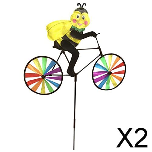 2X3D Windmill Wind Spinner Whirligig Outdoor Yard Garden Decor Bee On Bike-image-29
