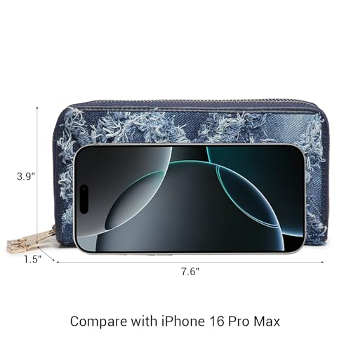 MKP COLLECTION Womens Fashion Double Zip Around Wallet Long Purse Credit Card Holder Bifold Ladies Cluth Wristlet Wrist Strap