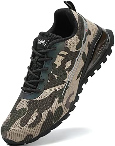 Kricely Men's Trail Running Shoes Fashion Hiking Sneakers Lightweight Tennis Cross Training Shoe Camouflage Non-Slip Walking Footwear Size 11