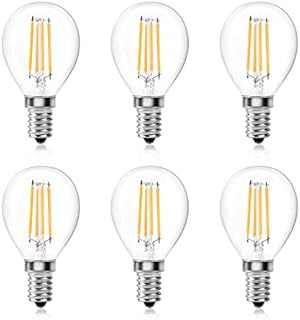Bonlux Dimmable E14 Bulb LED 4W E14 SES Golf Ball Filament Bulb Warm White 2700K, P45 G45 Mini Globe Small Edison Screw Light Bulb, 40W Equivalent, Vintage Clear Glass Small Round Light Bulb (6 Pack)
