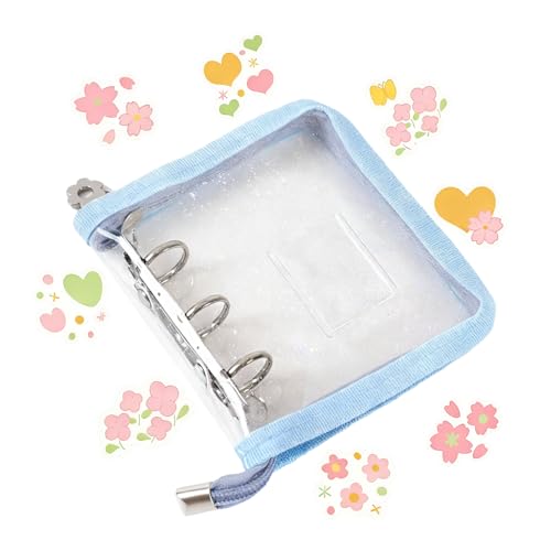 シール帳透明A8 3穴 バインダー式 ノート 透明1ポケットインナーシート計20枚 ステッカーブック フォトアルバム カードポケット シール台紙 手帳 プリ帳 カードスリーブ 持ち運びに便利な軽量設計 男女兼用 ギフトにも最適 (D)