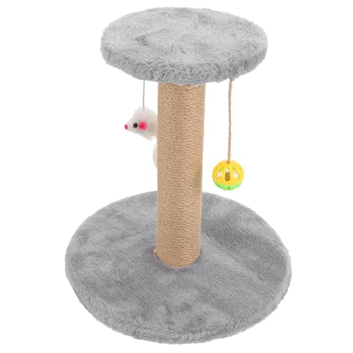 Rascador torre para gatos pequeño de sisal y madera gris miniatura 1