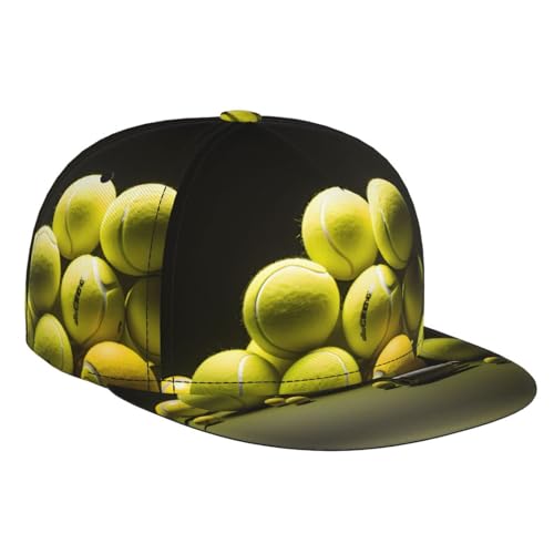 Gorra de béisbol con diseño de gráfico de tenis, elegante, de ala plana, ropa y accesorios, adecuada tanto para hombres como para mujeres, deportes de viaje, color negro