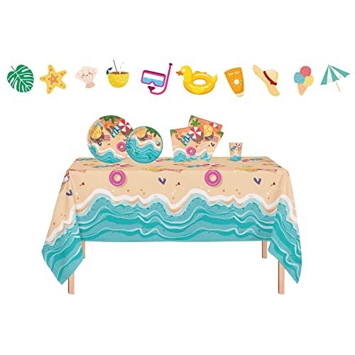 Serves 18 Complete Beach Party Supplies, Beach Birthday, Summer Birthday Party Bash, Surf Tropical Theme, Summer Party Plates, Beach Party Plates, Pool Party #TOP5