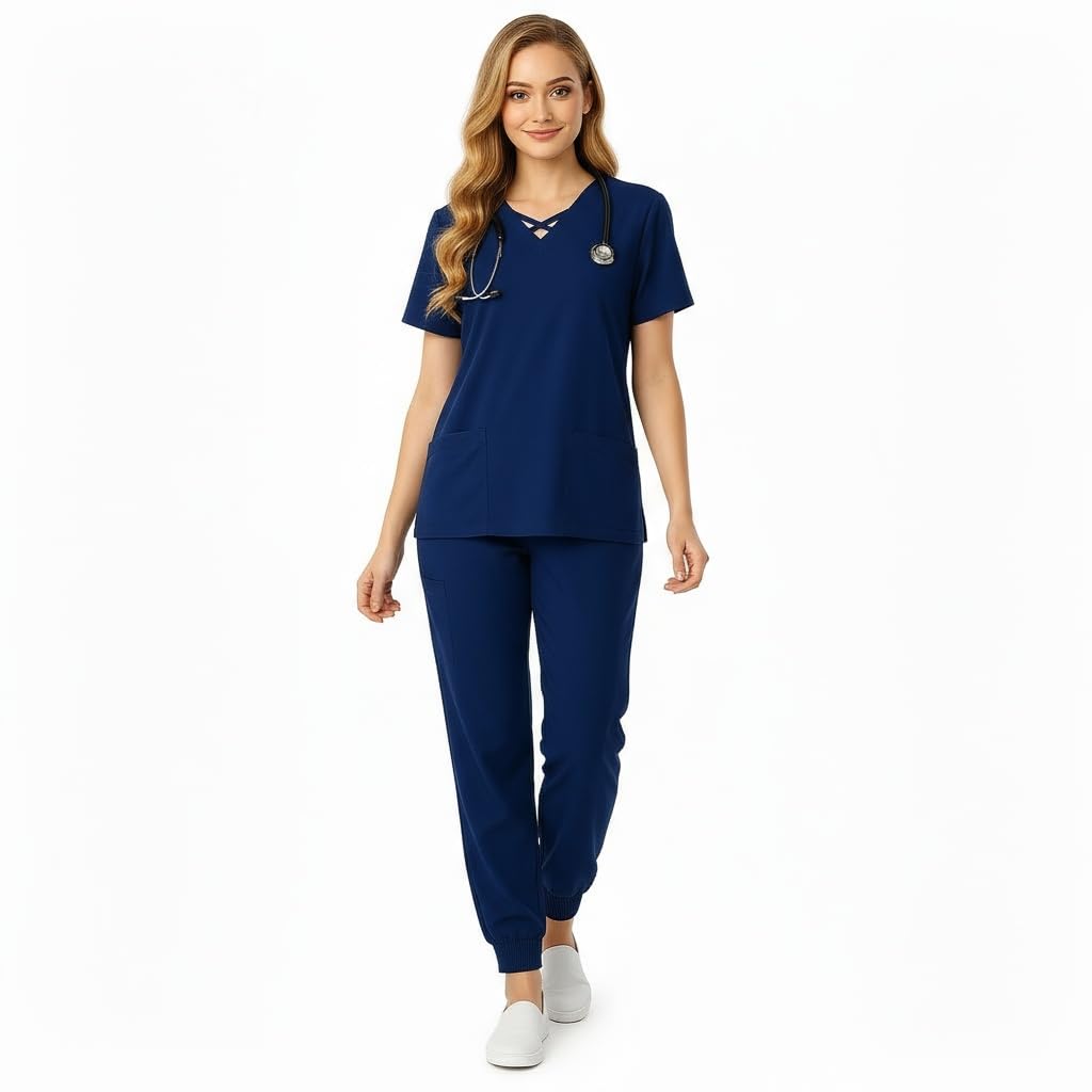 Uniforme da infermiera da donna Set elastico girocollo Top Quick Dry coulisse Yoga Jogging Pants Slim Fit Medical Workwear DK53