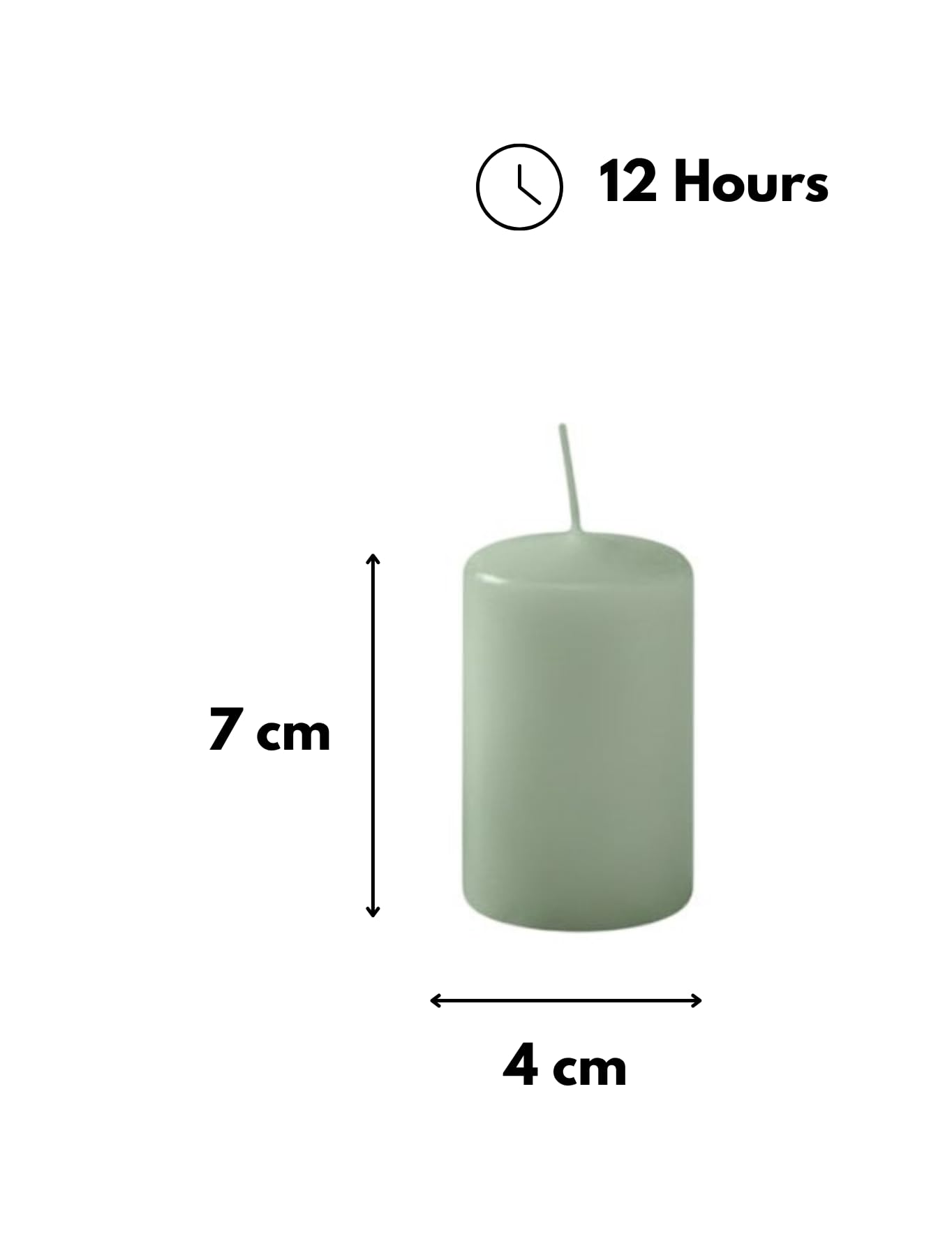 Cereria di Giorgio Risthò Kerzen Durchmesser 4 cm Höhe 7 - Grau Grün - Packung mit 12 Stück