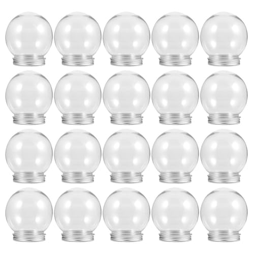 BESTOYARD 20Pcs DIY Snow Globe Water DIY Kit - Clear Water Globe Jars, Photo Snow Globes, Fancy Snow Globes with Glitter Flakes