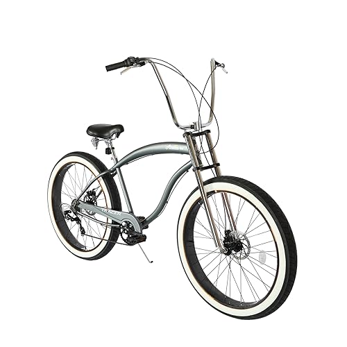 Bicicleta Tracer Avalon GT7 Playera de 26", 7 velocidades con frenos de disco, marco de acero Hi-Ten gris mate, sillín ancho con resortes dobles y manillar elevado para adultos (mgry1) miniatura 2
