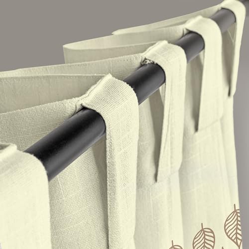 Image of Linenwalas Cotton Linen Semi Sheer Printed Curtains 5 Feet Long Set Of 2 Panels,Curtain For Window Home Decor Items For Living Room,Drapes With Back Loops (5 Feet,Betel Leaf) - Back Tab,Multicolor