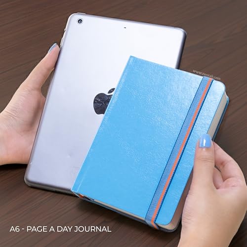 Image of NEORAH -A6 RULED | 368 Pages - 110 Gsm | PAGE A DAY JOURNAL (14.8 X 10.5 cm)-Hardcover RULED Notebook |Back Pocket |3 Silk Book Mark - Completely HANDMADE for Journaling,writing - LIGHT BLUE