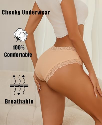 Knowyou Cotton Underwear for Women Cheeky Bikini Womens Underwear Pack Sexy Lace Wasit Hipster Brief Panties for Ladies3