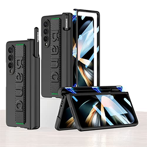 Midkart Automatic Recovery Magnetic Hinge Protection Cover with Wrist Strap Compatible with Samsung Galaxy Z Fold 4 Hard PC Pen Holder Case and Front Glass Cover Shockproof Protective Case, Black (B0BSF32QNT) Amazon Price History, Amazon Price Tracker